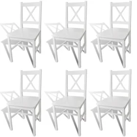 Sillas de comedor 6 unidades madera de pino blanco de vidaXL, Sillas de comedor - Ref: Foro24-271496, Precio: 268,31 €, Descu...