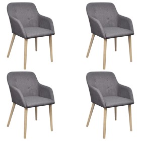 Sillas de comedor 4 uds tela gris claro y madera maciza roble de vidaXL, Sillas de comedor - Ref: Foro24-270572, Precio: 454,...