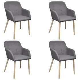 Sillas de comedor 4 uds tela gris claro y madera maciza roble de vidaXL, Sillas de comedor - Ref: Foro24-270572, Precio: 446,...