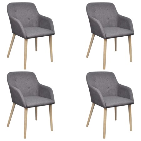 Sillas de comedor 4 uds tela gris claro y madera maciza roble de vidaXL, Sillas de comedor - Ref: Foro24-270572, Precio: 454,...