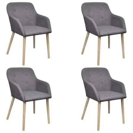 Sillas de comedor 4 uds tela gris claro y madera maciza roble de vidaXL, Sillas de comedor - Ref: Foro24-270572, Precio: 446,...