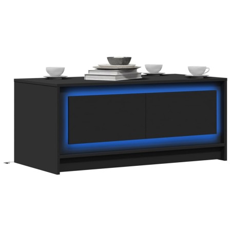 Mesa de centro con luces LED madera de ingeniería negra en Mesas de centro | Comprar online en Foru.es