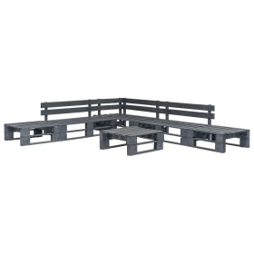 Set de muebles de palets para jardín 6 piezas madera gris de vidaXL, Conjuntos de jardín - Ref: Foro24-276318, Precio: 338,91...