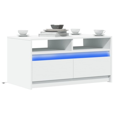 Mesa de centro con luces LED madera ingeniería blanca en Mesas de centro | Comprar online en Foru.es