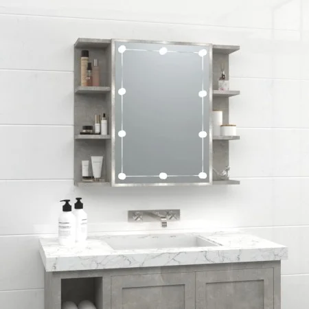 Mueble con espejo y luces LED gris hormigón 70x16,5x60 cm de vidaXL, Tocadores de baño - Ref: Foro24-808877, Precio: 69,31 €,...