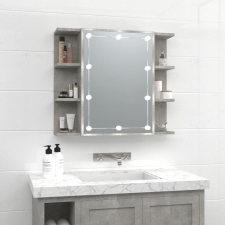 Mueble con espejo y luces LED gris hormigón 70x16,5x60 cm de vidaXL, Tocadores de baño - Ref: Foro24-808877, Precio: 70,68 €,...