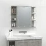 Mueble con espejo y luces LED gris hormigón 70x16,5x60 cm de vidaXL, Tocadores de baño - Ref: Foro24-808877, Precio: 69,31 €,...