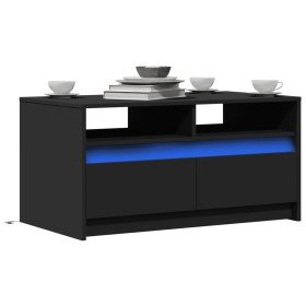 Mesa de centro con luces LED madera de ingeniería negra en Mesas de centro | Comprar online en Foru.es