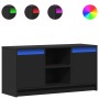 Mueble de TV con LED madera de ingeniería negro 100x34x50 cm en Muebles TV | Comprar online en Foru.es