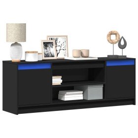 Mueble de TV con LED madera de ingeniería negro 139,5x34x50 cm en Muebles TV | Comprar online en Foru.es