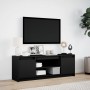 Mueble de TV con LED madera de ingeniería negro 139,5x34x50 cm en Muebles TV | Comprar online en Foru.es