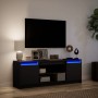 Mueble de TV con LED madera de ingeniería negro 139,5x34x50 cm en Muebles TV | Comprar online en Foru.es