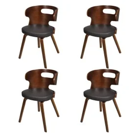 Sillas de comedor 4 uds madera curvada piel sintética marrón de vidaXL, Sillas de comedor - Ref: Foro24-270041, Precio: 432,8...