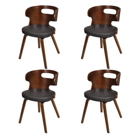 Sillas de comedor 4 uds madera curvada piel sintética marrón de vidaXL, Sillas de comedor - Ref: Foro24-270041, Precio: 440,3...