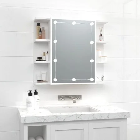 Mueble con espejo y luces LED blanco 70x16,5x60 cm de vidaXL, Tocadores de baño - Ref: Foro24-808873, Precio: 66,44 €, Descue...