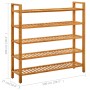 Zapatero con 5 estantes madera maciza de roble 100x27x100 cm de vidaXL, Zapateros y organizadores de calzado - Ref: Foro24-33...