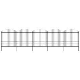 Gartenzaun mit Speerspitzen aus schwarzem Stahl (1,75-2)x8,5 m von vidaXL, Zaunpaneele - Ref: Foro24-277752, Preis: 462,29 €,...