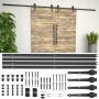 Guías con carril para puerta corredera 2 uds 183 cm acero negro de vidaXL, Marcos de puertas - Ref: Foro24-275606, Precio: 88...