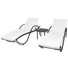 Tumbonas con mesita 2 unidades ratán sintético negro de vidaXL, Tumbonas - Ref: Foro24-274869, Precio: 249,24 €, Descuento: %