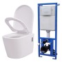 Inodoro de pared con cisterna oculta cerámica blanco de vidaXL, Baños - Ref: Foro24-274669, Precio: 293,23 €, Descuento: %