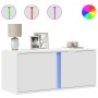 Mueble de TV de pared con luces LED blanco 80x31x35 cm en Muebles TV | Comprar online en Foru.es