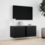 Mueble de TV de pared con luces LED negro 80x31x35 cm en Muebles TV | Comprar online en Foru.es