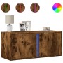 Mueble de TV de pared con luces LED roble ahumado 80x31x35 cm en Muebles TV | Comprar online en Foru.es