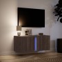 Mueble de TV de pared con luces LED roble marrón 80x31x35 cm en Muebles TV | Comprar online en Foru.es