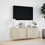 Mueble de TV de pared con luces LED roble Sonoma 100x31x35 cm en Muebles TV | Comprar online en Foru.es