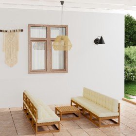 Muebles de jardín 9 piezas con cojines de madera de pino maciza en Conjuntos de jardín | Comprar online en Foru.es