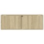 Mueble de TV de pared con luces LED roble Sonoma 100x31x35 cm en Muebles TV | Comprar online en Foru.es