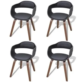 Sillas de comedor 4 uds madera curvada cuero sintético negro de vidaXL, Sillas de comedor - Ref: Foro24-271945, Precio: 521,7...