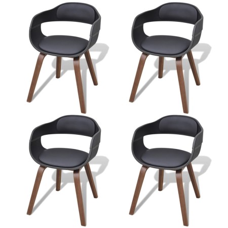 Sillas de comedor 4 uds madera curvada cuero sintético negro de vidaXL, Sillas de comedor - Ref: Foro24-271945, Precio: 556,7...