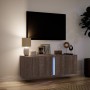Mueble de TV de pared con luces LED marrón roble 100x31x35 cm en Muebles TV | Comprar online en Foru.es
