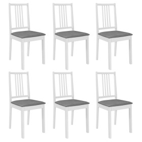 Sillas de comedor con cojines 6 unidades madera maciza blanca de vidaXL, Sillas de comedor - Ref: Foro24-276406, Precio: 368,...