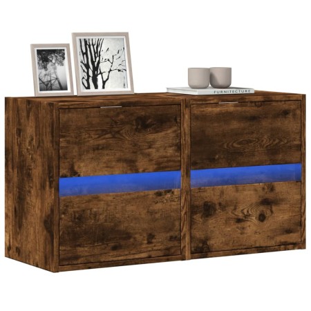 Muebles TV de pared luces LED 2 uds roble ahumado 41x31x45 cm en Muebles TV | Comprar online en Foru.es