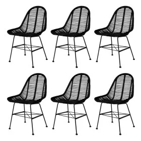 Sillas de comedor 6 unidades ratán natural negro de vidaXL, Sillas de comedor - Ref: Foro24-275499, Precio: 543,48 €, Descuen...