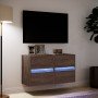 Muebles TV de pared luces LED 2 uds marrón roble 41x31x45 cm en Muebles TV | Comprar online en Foru.es