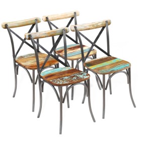 Sillas de comedor 4 unidades madera maciza reciclada de vidaXL, Sillas de comedor - Ref: Foro24-274395, Precio: 489,47 €, Des...