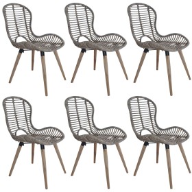 Sillas de comedor 6 unidades ratán natural marrón de vidaXL, Sillas de comedor - Ref: Foro24-275839, Precio: 461,52 €, Descue...
