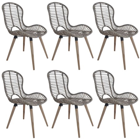 Sillas de comedor 6 unidades ratán natural marrón de vidaXL, Sillas de comedor - Ref: Foro24-275839, Precio: 461,52 €, Descue...