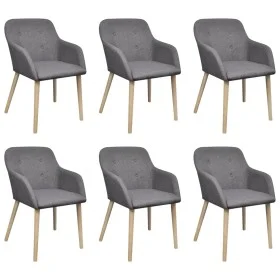 Sillas de comedor 6 uds tela gris claro y madera maciza roble de vidaXL, Sillas de comedor - Ref: Foro24-270573, Precio: 670,...
