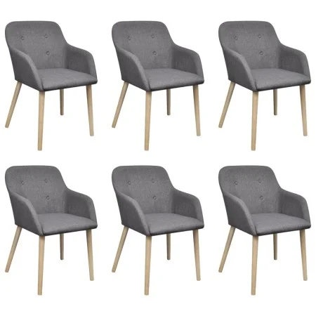 Sillas de comedor 6 uds tela gris claro y madera maciza roble de vidaXL, Sillas de comedor - Ref: Foro24-270573, Precio: 670,...