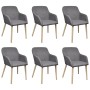 Sillas de comedor 6 uds tela gris claro y madera maciza roble de vidaXL, Sillas de comedor - Ref: Foro24-270573, Precio: 680,...