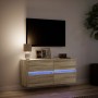 Mueble de TV de pared con luces LED roble Sonoma 100x31x45 cm en Muebles TV | Comprar online en Foru.es
