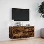 Mueble de TV de pared con luces LED roble ahumado 100x31x45 cm en Muebles TV | Comprar online en Foru.es