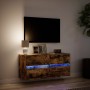 Mueble de TV de pared con luces LED roble ahumado 100x31x45 cm en Muebles TV | Comprar online en Foru.es