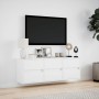 Mueble de TV de pared con luces LED blanco 130x31x45 cm en Muebles TV | Comprar online en Foru.es