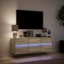 Mueble de TV de pared con luces LED roble Sonoma 130x31x45 cm en Muebles TV | Comprar online en Foru.es