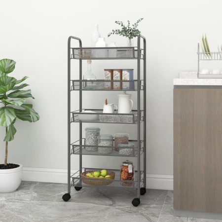Carrito de cocina 5 niveles hierro gris 46x26x105 cm de vidaXL, Carros de cocina y comedor - Ref: Foro24-336330, Precio: 54,0...
